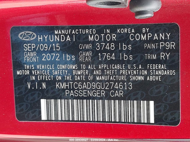 Hyundai Veloster 2016 KMHTC6AD9GU274613 Image 9