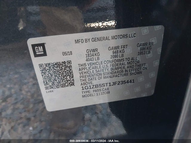Chevrolet Malibu 1ls 2018 1G1ZB5ST1JF235441 Image 9