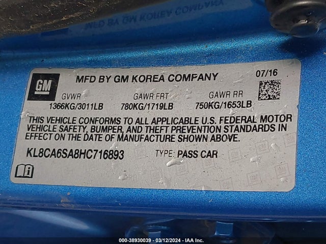 Chevrolet Spark Ls Manual 2017 KL8CA6SA8HC716893 Image 9