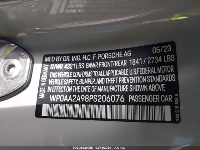 2023 PORSCHE 911 WP0AA2A98PS206076 Photo 8