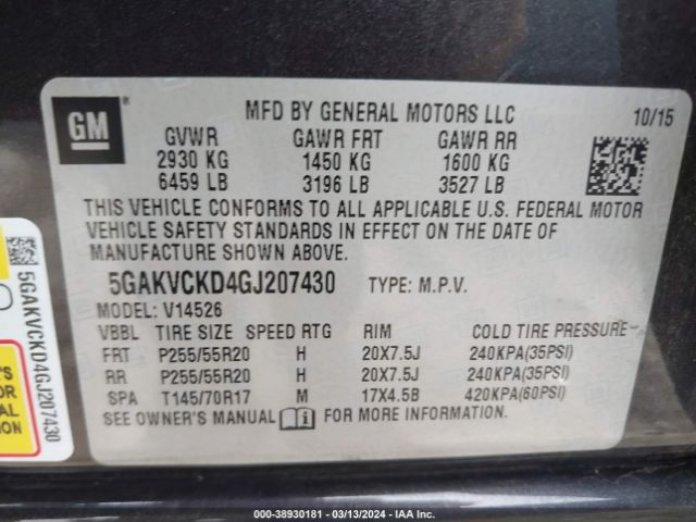 5GAKVCKD4GJ207430 Buick Enclave Premium