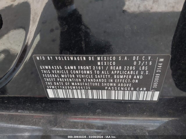 3VWC17AU9GM504135 Volkswagen Golf Sportwagen Tsi S 4-door
