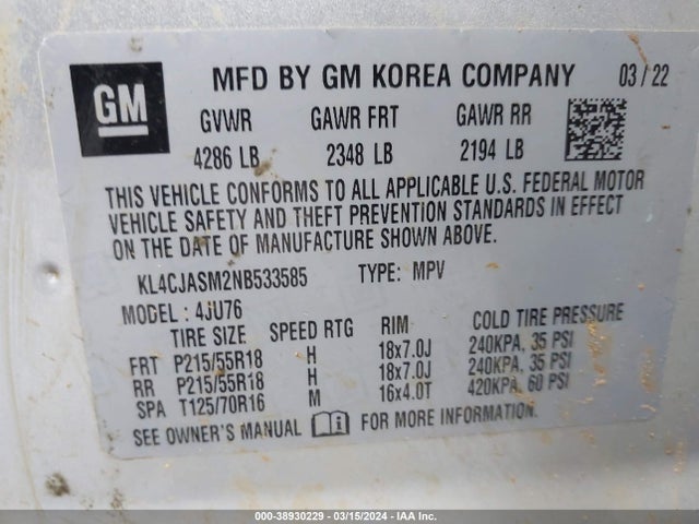 Buick Encore Fwd Preferred 2022 KL4CJASM2NB533585 Image 9
