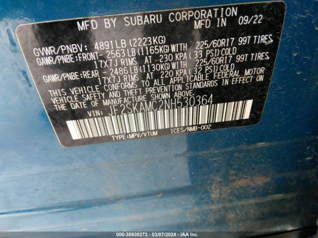 JF2SKAMC2NH530364 Subaru Forester Wilderness