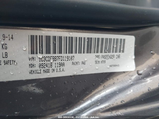 Dodge DART SXT 2015 1C3CDFBB7FD119107 Image 9
