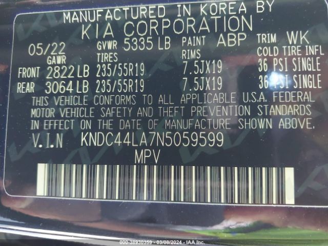 KNDC44LA7N5059599 KIA Ev6 Gt-line