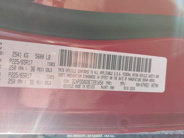 Dodge JOURNEY SE 2014 3C4PDDAG9ET291050 Image 9