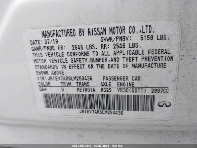 JN1EV7AR6LM250436 Infiniti Q50 Luxe Awd