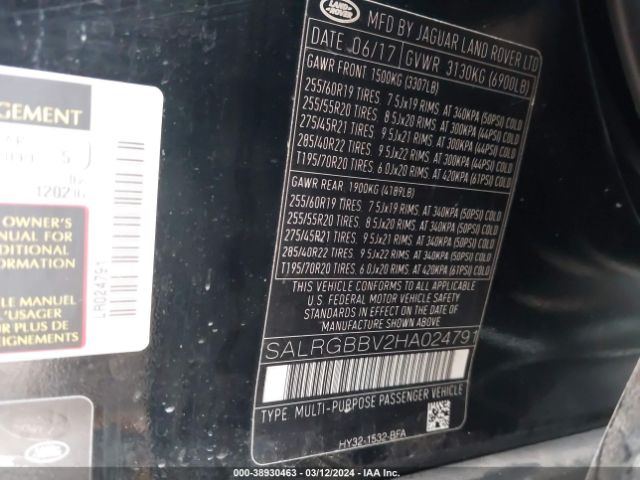 SALRGBBV2HA024791 Land Rover Discovery Se