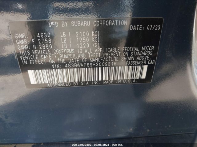 4S3BWAF69R3009316 Subaru Legacy Premium
