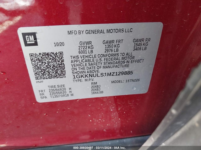 GMC Acadia Awd Slt 2021 1GKKNULS1MZ129885 Image 9