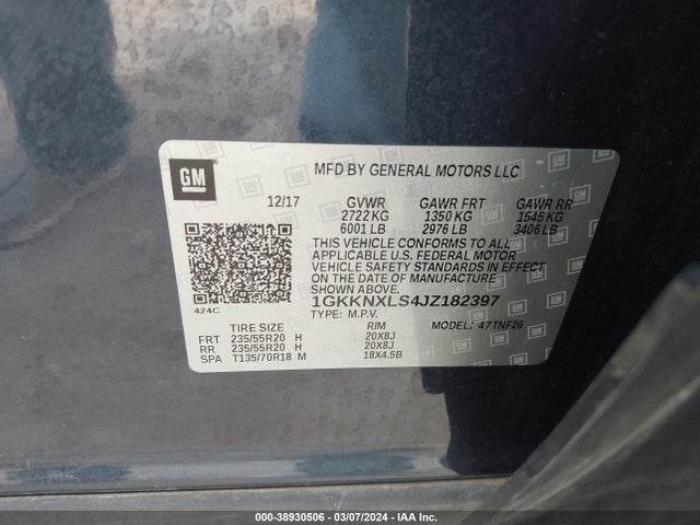 GMC Acadia Denali 2018 1GKKNXLS4JZ182397 Image 9