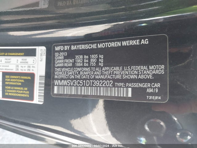 2013 MINI HARDTOP WMWSV3C51DT392202 Photo 8