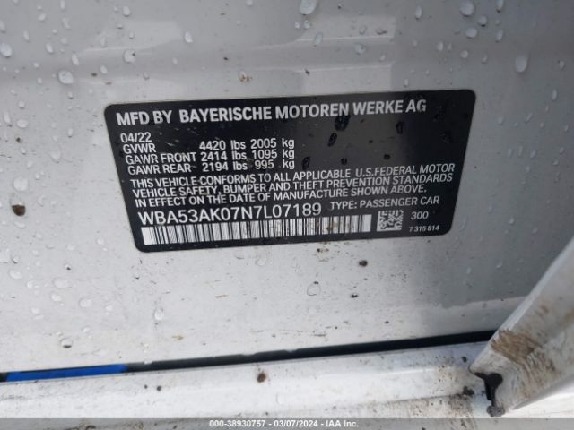 WBA53AK07N7L07189 BMW 228 Gran Coupe I Sdrive
