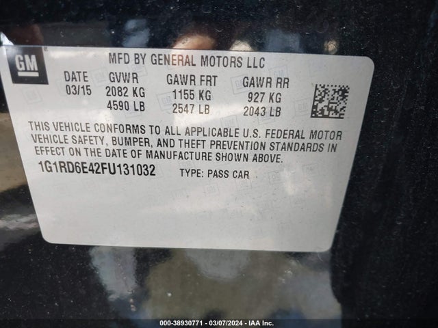 Chevrolet Volt 2015 1G1RD6E42FU131032 Image 9