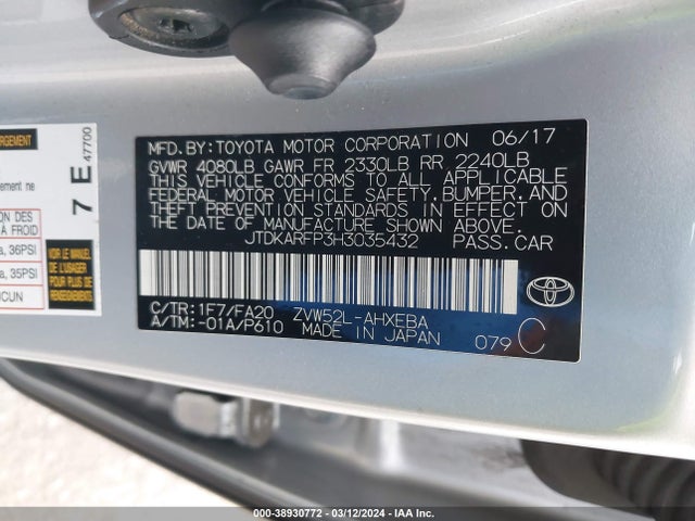 Toyota Prius Prime Plus 2017 JTDKARFP3H3035432 Image 9
