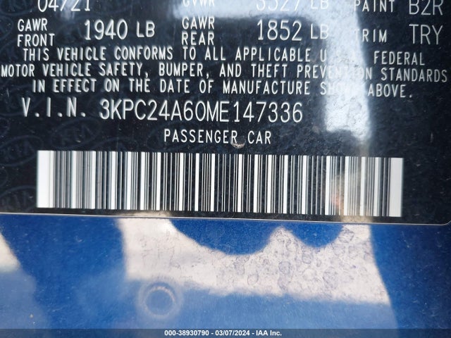 Hyundai ACCENT SE 2021 3KPC24A60ME147336 Image 9