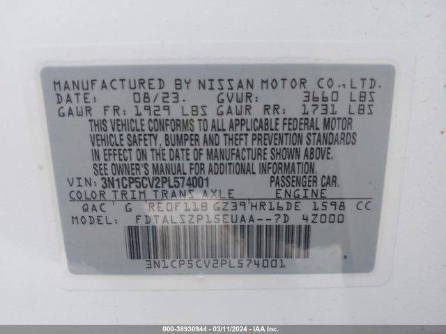 Nissan Kicks Sv Xtronic Cvt 2023 3N1CP5CV2PL574001 Image 9