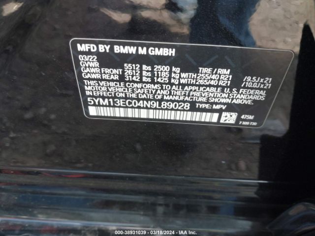 5YM13EC04N9L89028 BMW X3 M