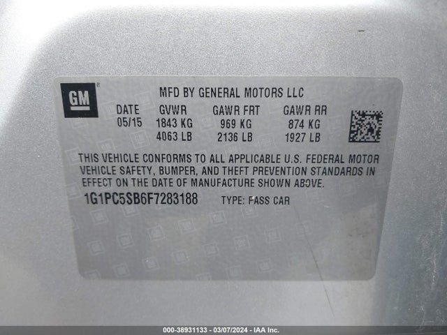 Chevrolet Cruze 1lt Auto 2015 1G1PC5SB6F7283188 Image 9