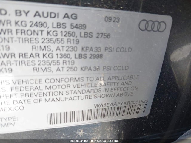 WA1EAAFYXR2011623 Audi Q5 Premium Plus 45 Tfsi S Line Quattro
