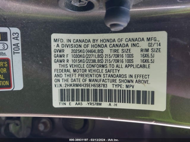 Honda CR-V LX 2014 2HKRM4H39EH658783 Image 9
