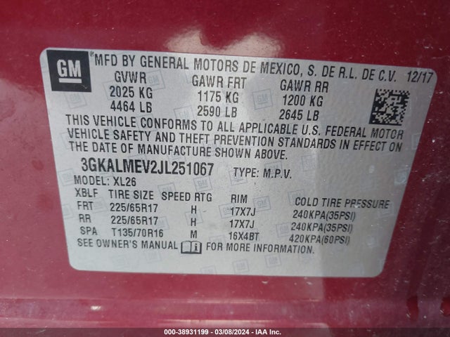 GMC Terrain Sle 2018 3GKALMEV2JL251067 Image 9