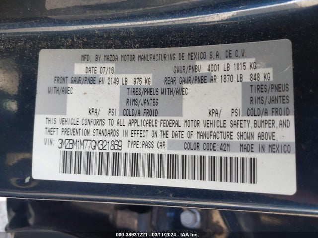Mazda Mazda3 I Touring 2016 3MZBM1M77GM321869 Image 9