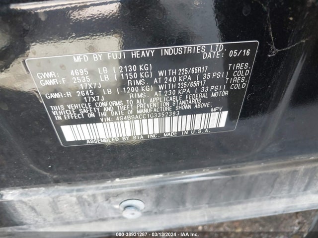 Subaru Outback 2.5i Premium 2016 4S4BSACC1G3352393 Image 9