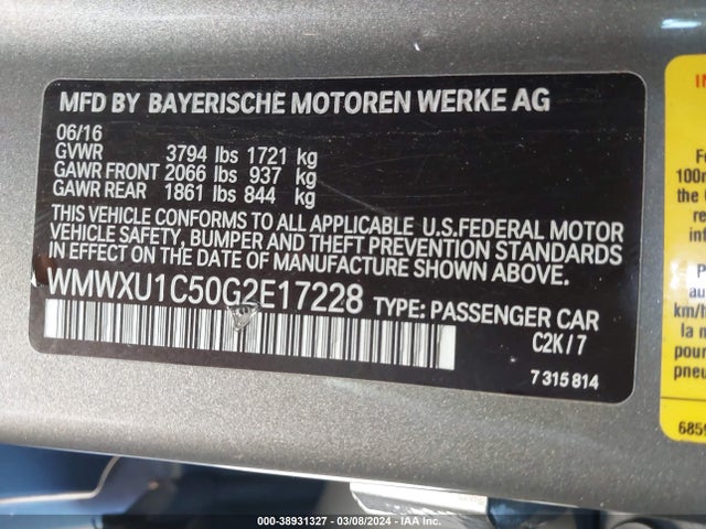WMWXU1C50G2E17228 Mini Hardtop Cooper