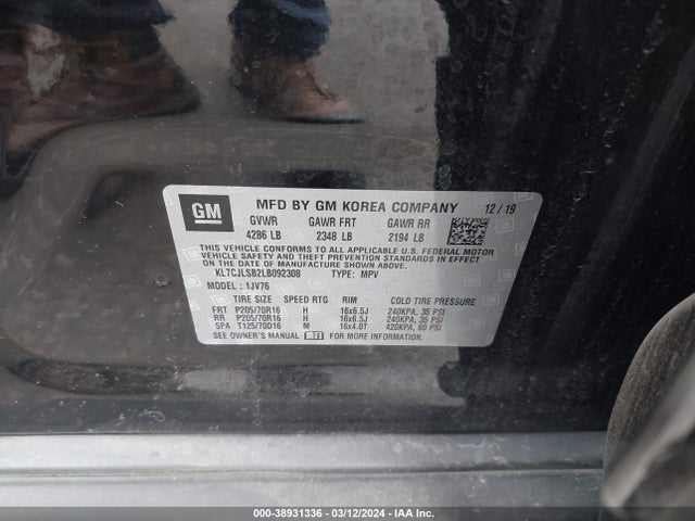Chevrolet Trax Fwd Lt 2020 KL7CJLSB2LB092308 Image 9