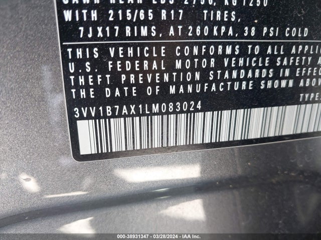 3VV1B7AX1LM083024 Volkswagen Tiguan 2.0t S