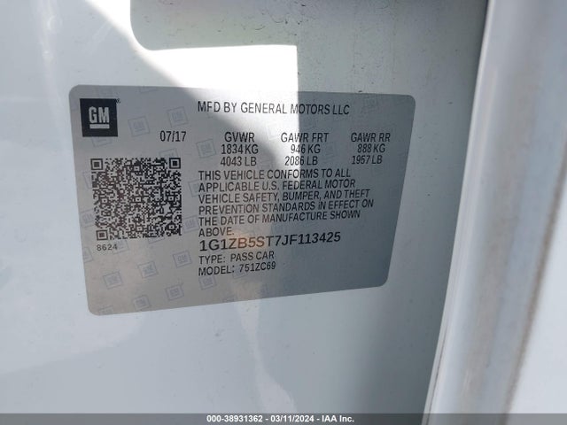 Chevrolet Malibu 1ls 2018 1G1ZB5ST7JF113425 Image 9
