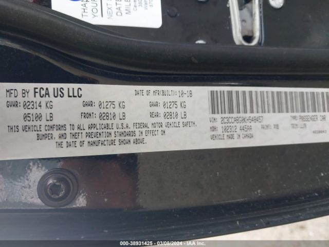 2C3CCABG0KH548457 Chrysler 300 300s