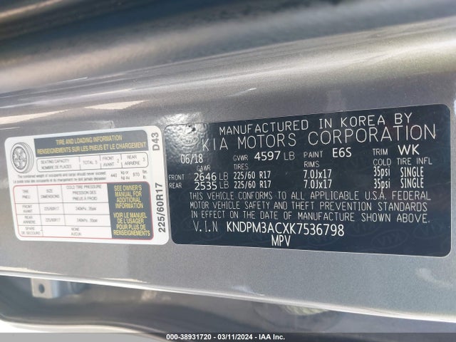 KIA Sportage Lx 2019 KNDPM3ACXK7536798 Image 9