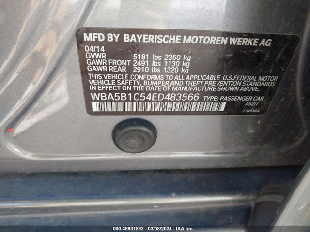 BMW 535i 2014 WBA5B1C54ED483566 Image 9