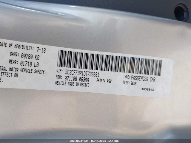 2013 FIAT 500 3C3CFFBR1DT739031 Photo 8