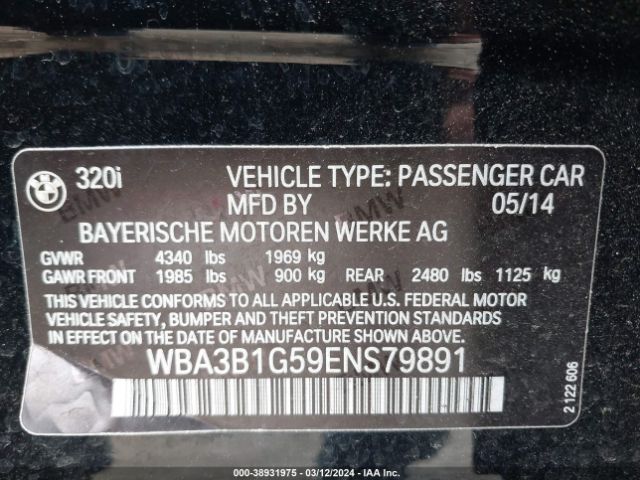 WBA3B1G59ENS79891 BMW 320i
