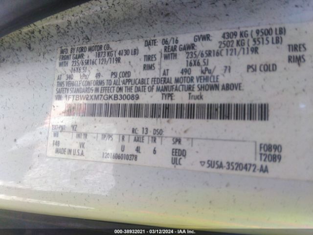 1FTBW2XM7GKB30089 Ford Transit-350