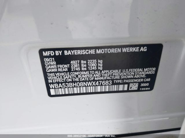 WBA53BH08NWX47683 BMW 530 I