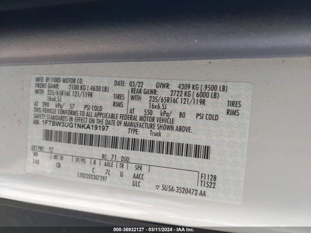 Ford Transit-350 Cargo Van 2022 1FTBW3UG1NKA19197 Image 9