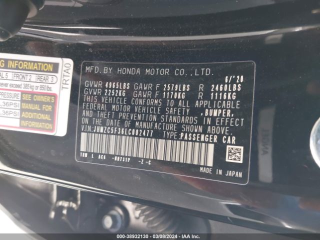 JHMZC5F36LC002477 Honda Clarity Plug-in Hybrid Touring