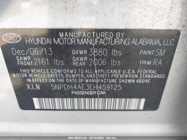Hyundai ELANTRA SE 2014 5NPDH4AE3EH459125 Image 9