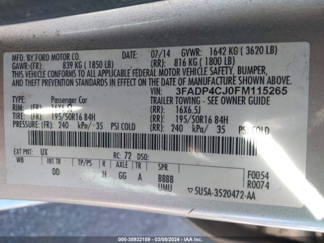 3FADP4CJ0FM115265 Ford Fiesta Titanium