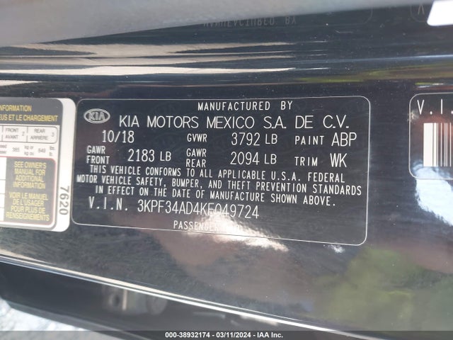 KIA FORTE S 2019 3KPF34AD4KE049724 Image 9