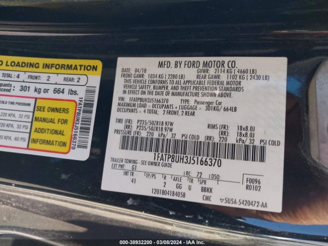 1FATP8UH3J5166370 Ford Mustang Ecoboost Premium