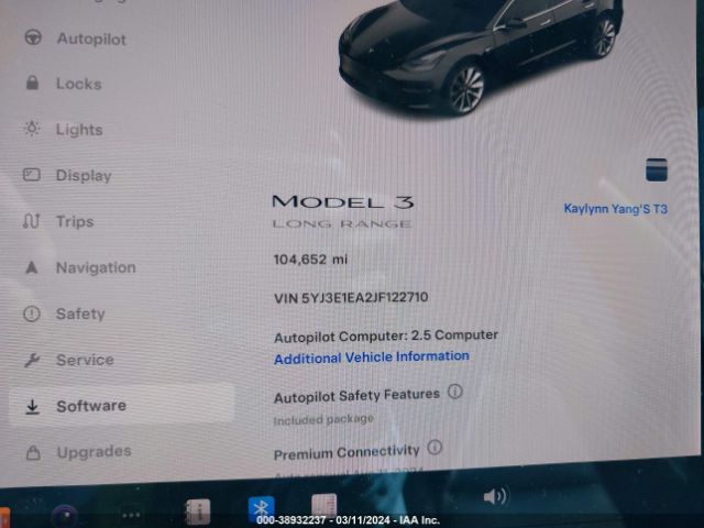 5YJ3E1EA2JF122710 Tesla Model 3 Long Range/mid Range