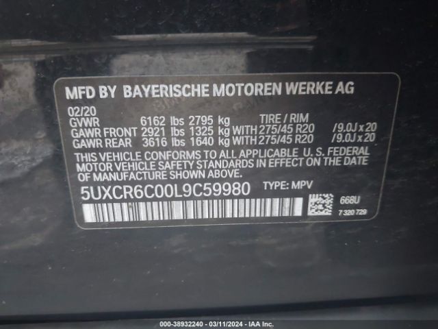 5UXCR6C00L9C59980 BMW X5 Xdrive40i