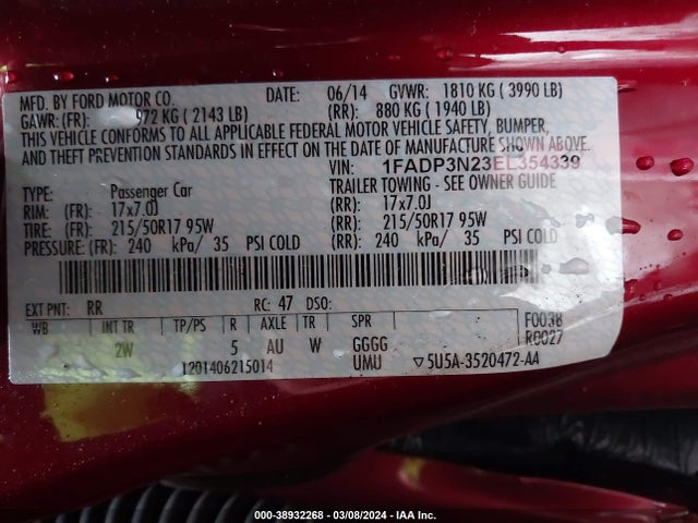 Ford Focus Titanium 2014 1FADP3N23EL354339 Image 9