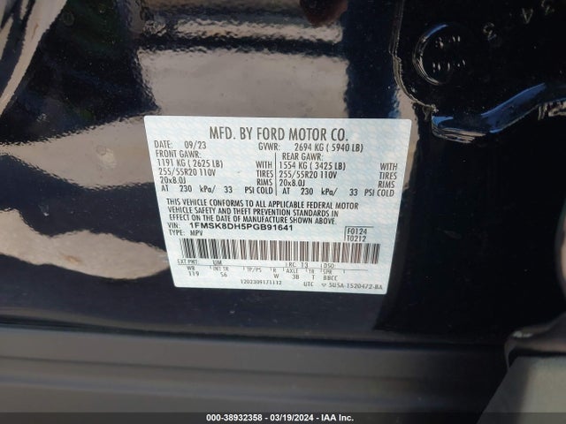 Ford EXPLORER XLT 2023 1FMSK8DH5PGB91641 Image 9